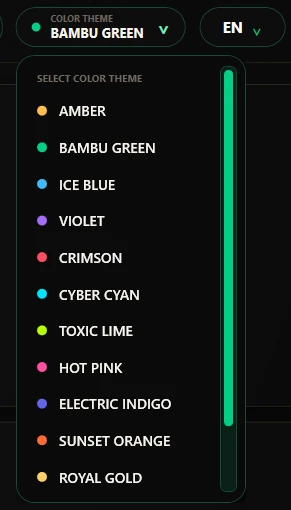 Thirteen palettes to choose from